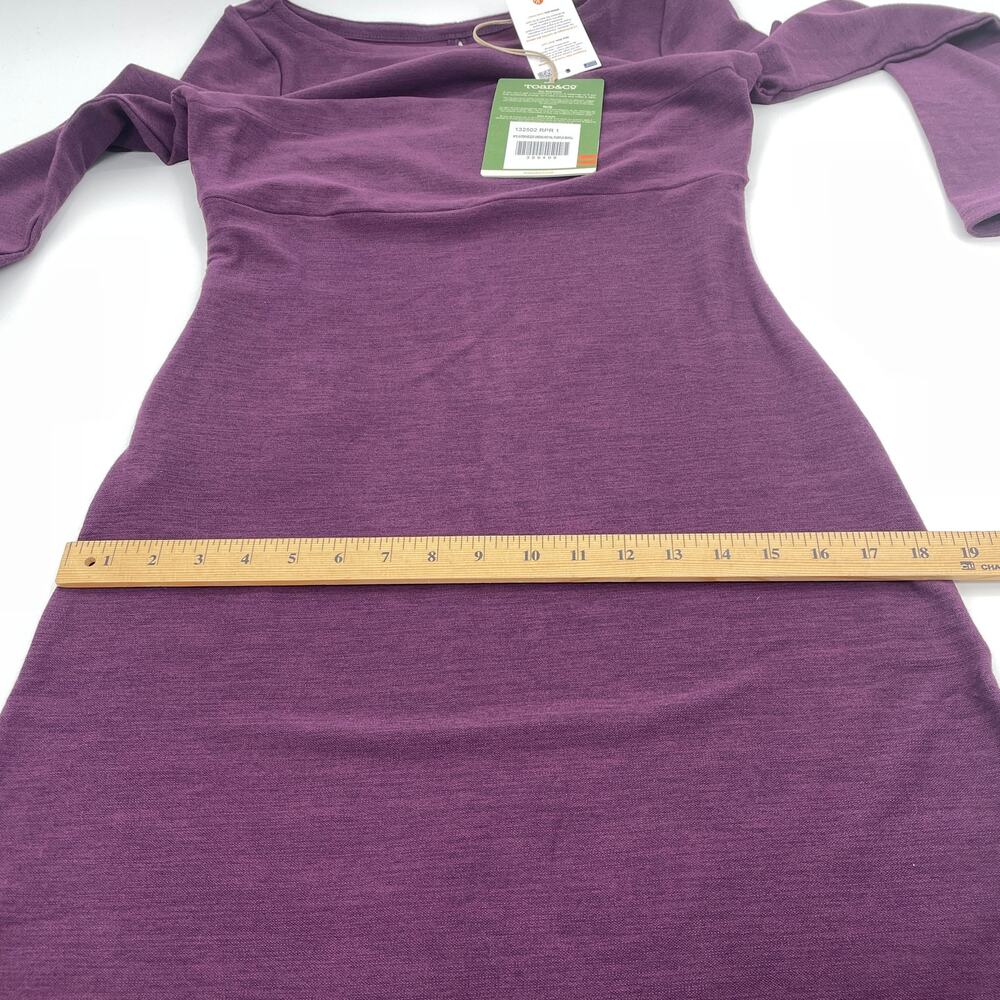 New TOAD & CO Intermezzo Long Sleeve Dress Size S Purple Stretch Casual Sheath - Picture 11 of 12